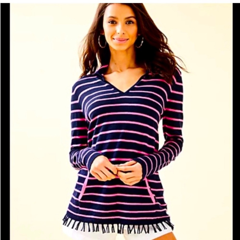 Lilly Pulitzer Navy and Pink Striped Sweater